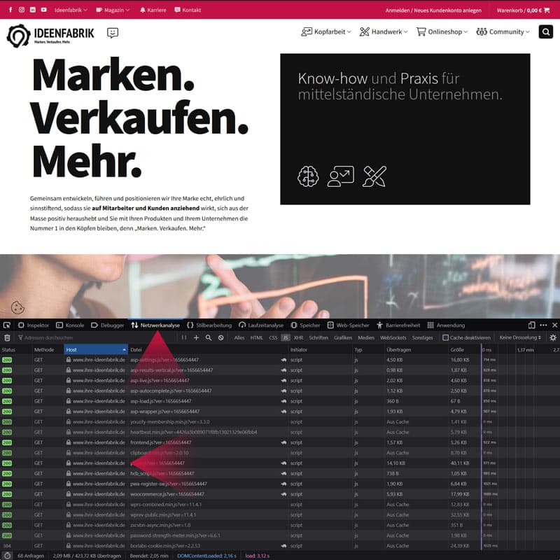 Ansicht Firefox Browser. Die Daten kommen vom Ideenfabrik-Server, So ist es ok.